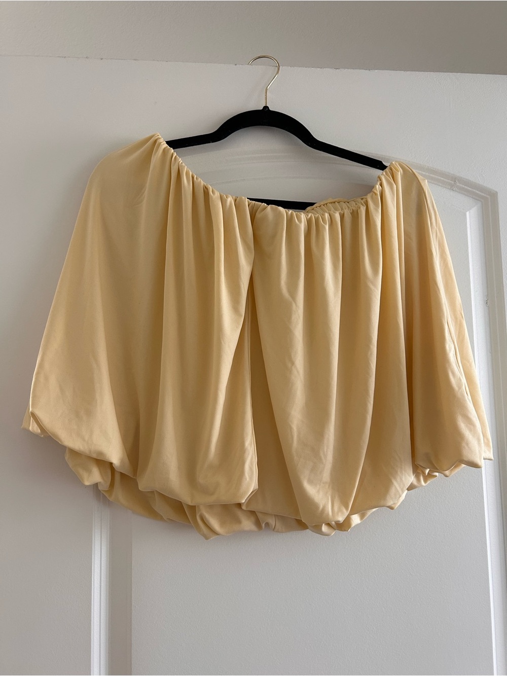 H&M Bubble Hem A-Line Skirt in Pale Yellow